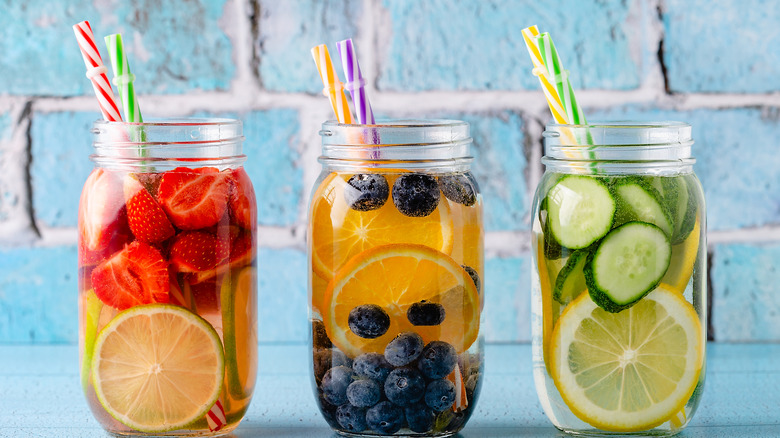 Fruits and veggies in water