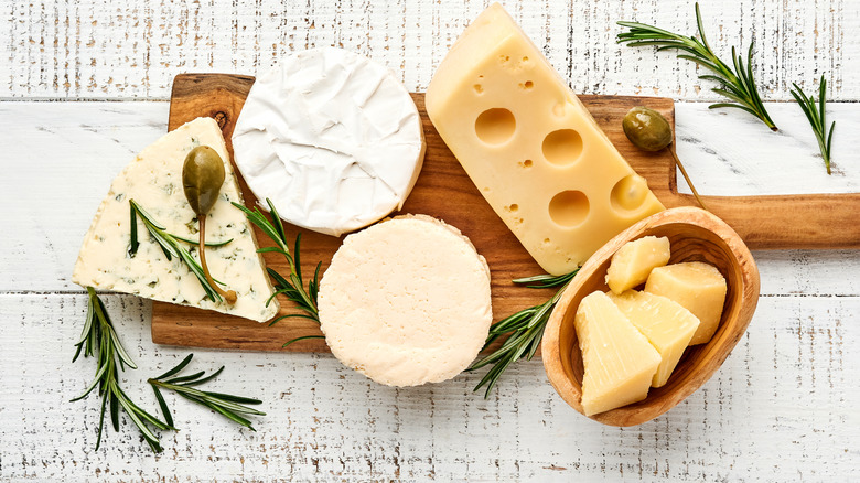 Assortment of various cheeses