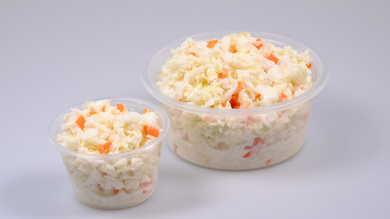Coleslaw in medium and small containers
