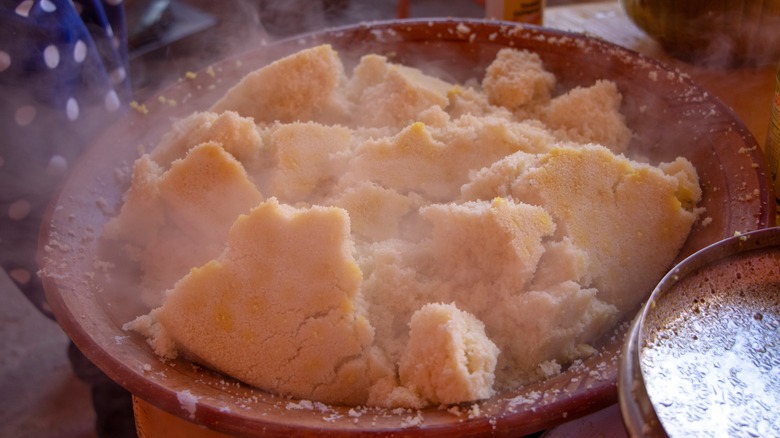 steaming clumps of couscous