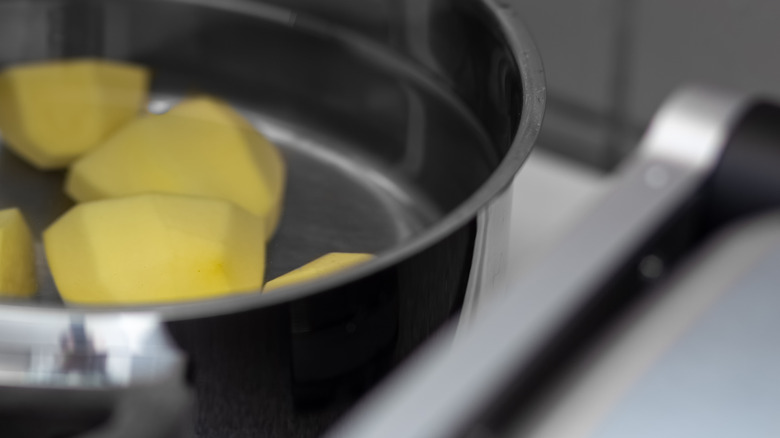 boiling potatoes in pot