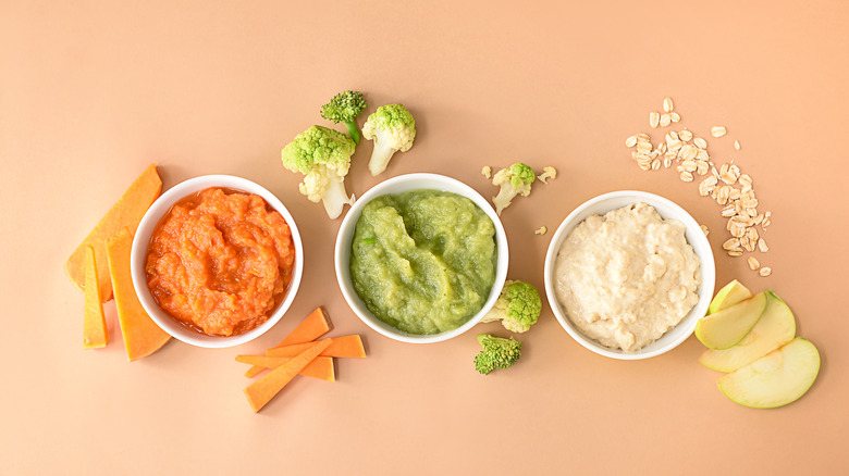 three types homemade baby food