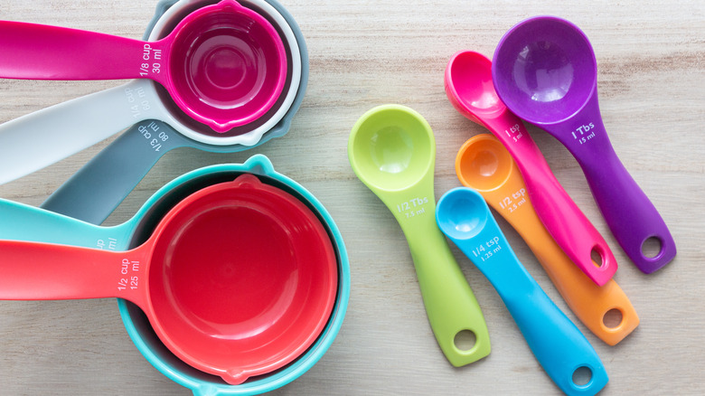 colorful measuring cups and spoons