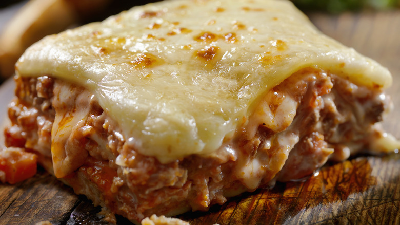 lasagna slice close up