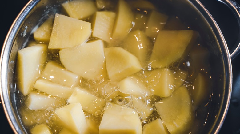 potato chunks in water