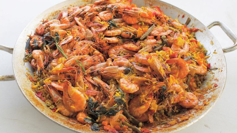 pan of overloaded paella