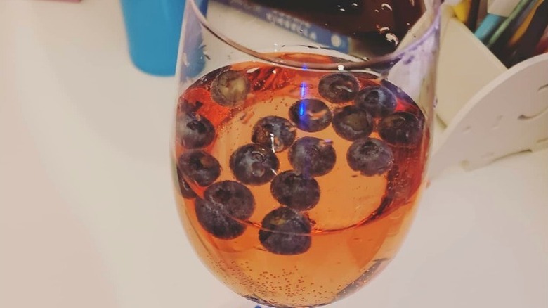 White sangria with blueberries