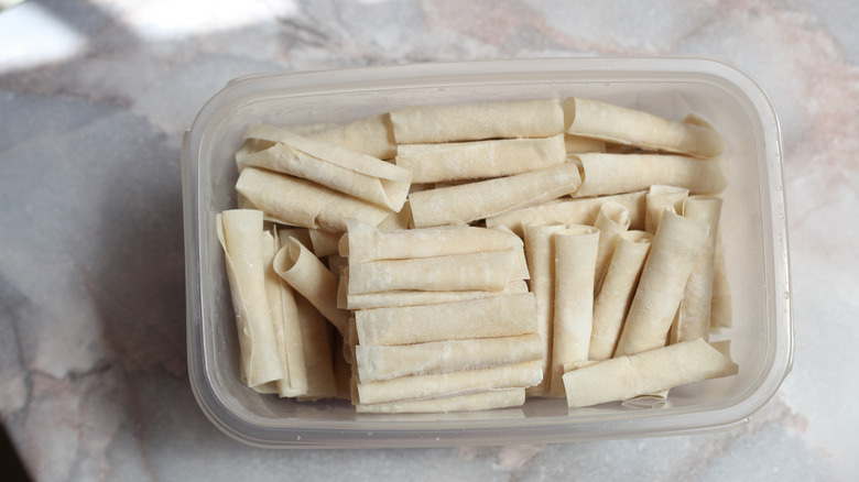 spring roll wrappers in container