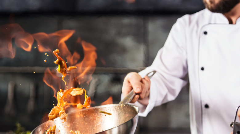 Cook stir-frying over high heat