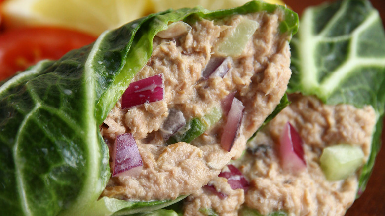 Collard wrap with tuna filling