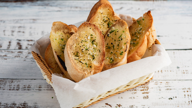 Garlic bread in basket