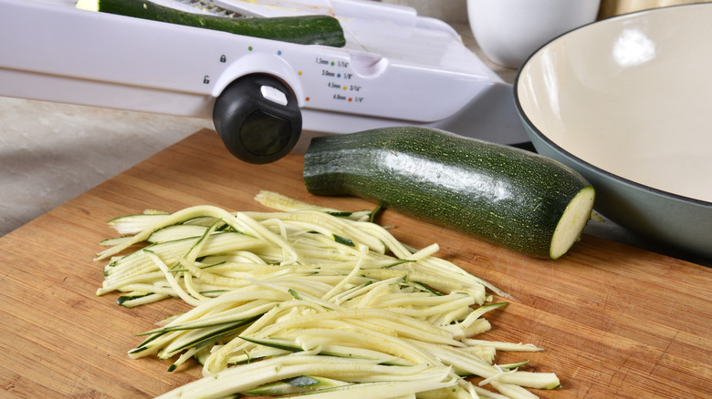 Julienned zucchini with mandoline grater