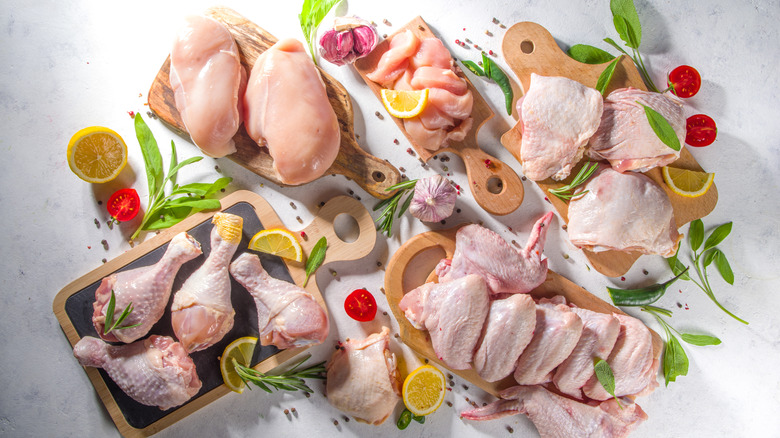 Raw chicken pieces