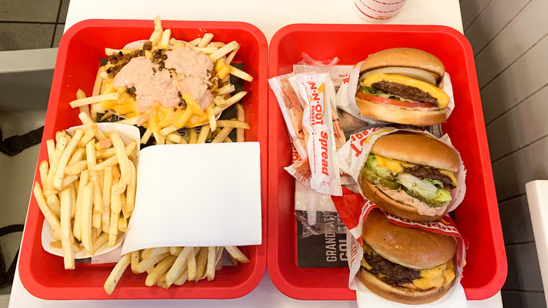 trays of In-n-Out food