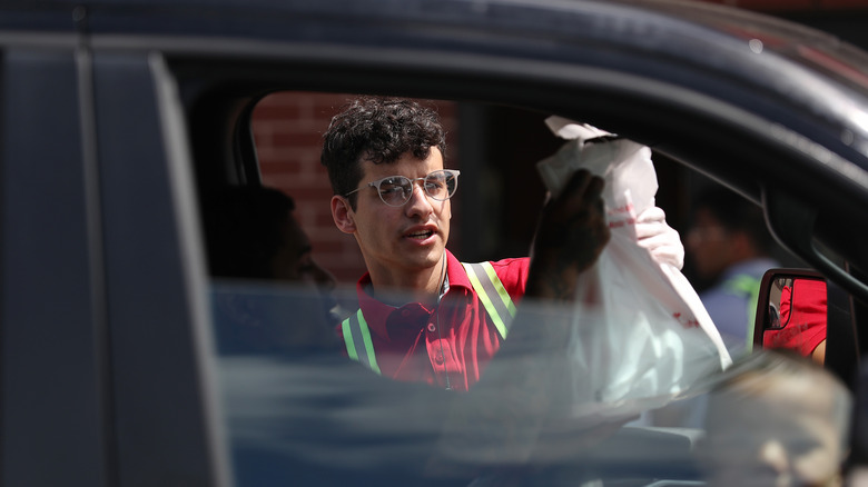 Chick-fil-A employee at drive-thru