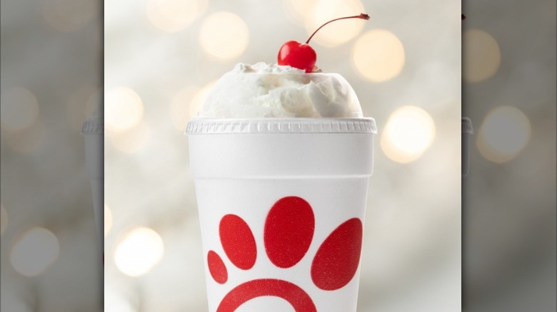 Chick-fil-A milkshake with cherry