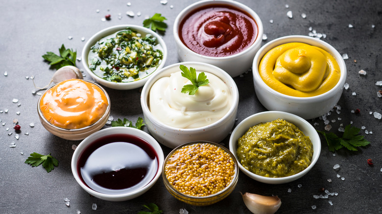 Several types of dipping sauces