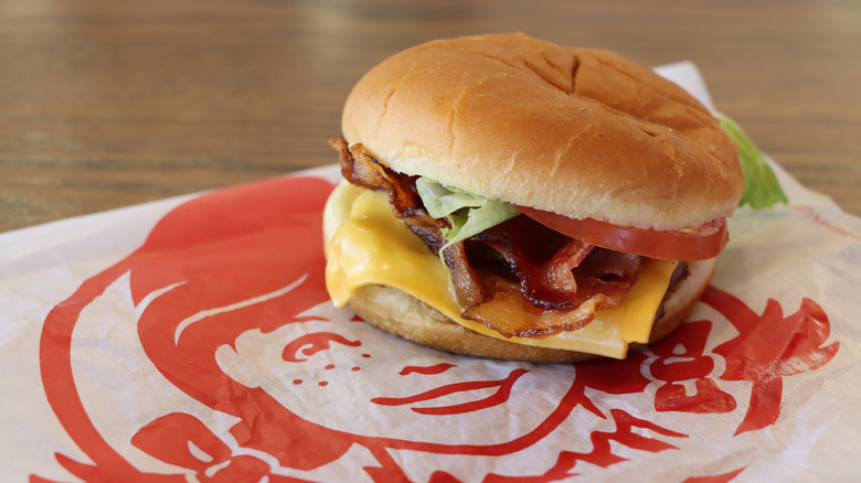 Wendy's bacon on table