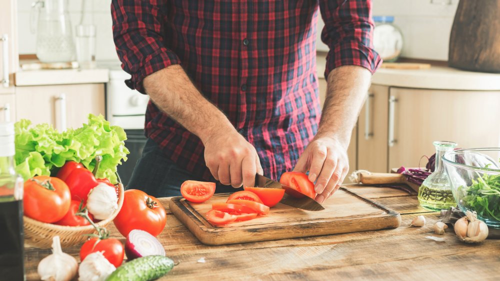 cutting vegetables