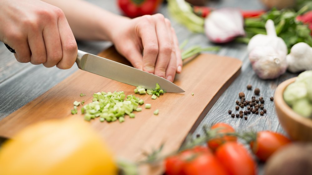 chopping vegetables