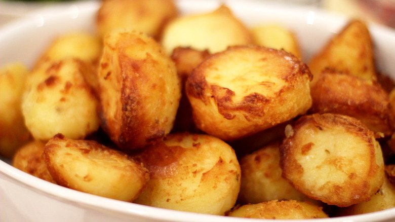 dish full of roast potatoes