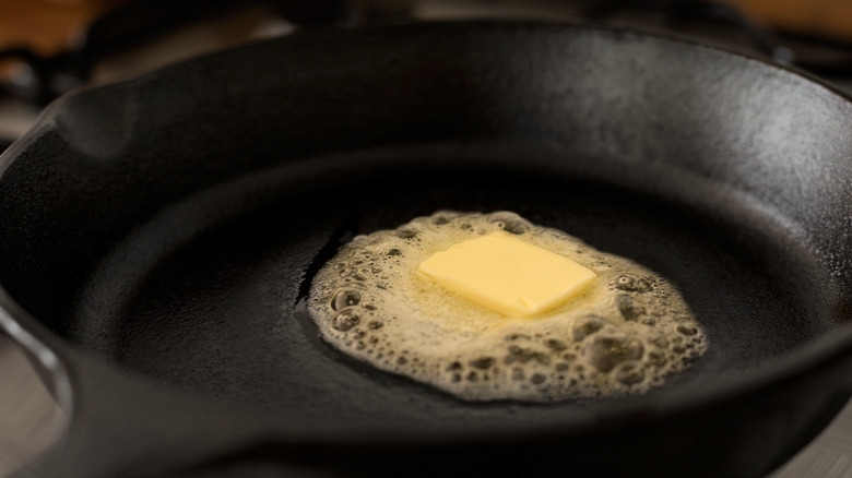 cast iron skillet melting butter