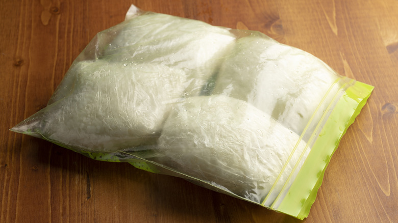 Rice in freezer bag