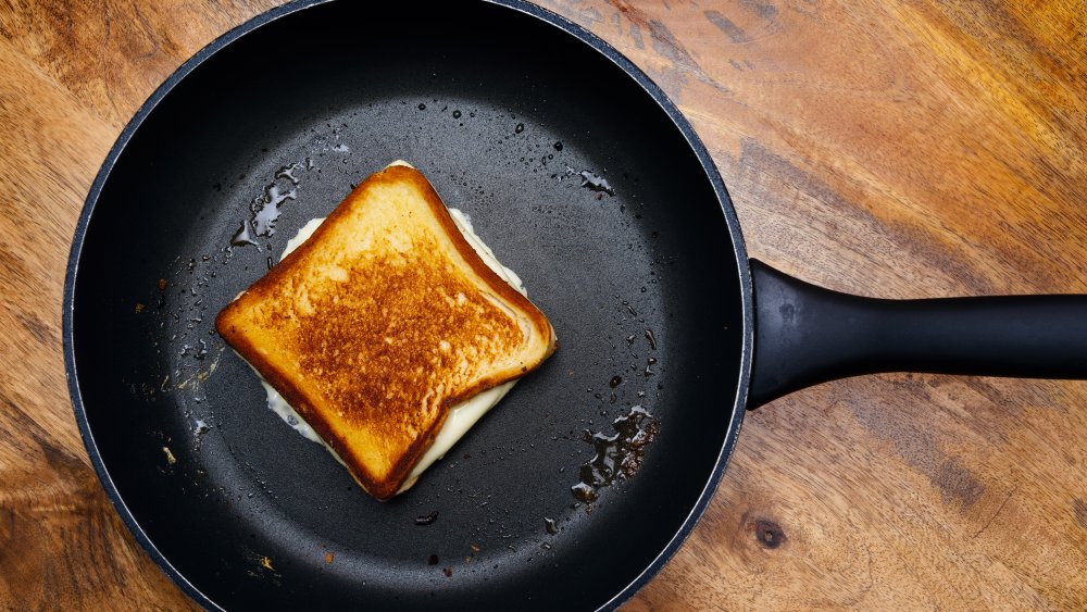 Grilled cheese in a pan