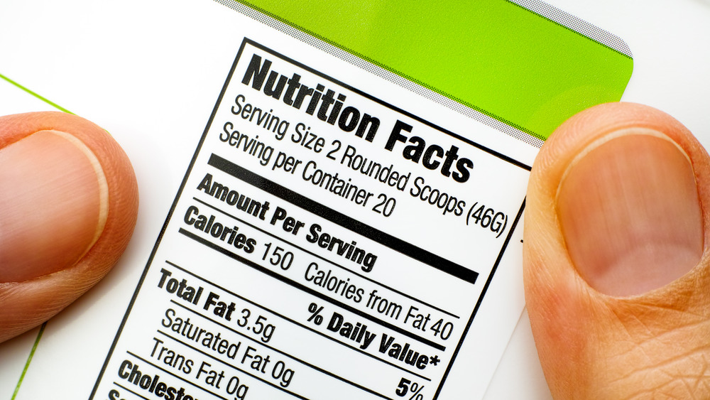 Closeup of nutrition facts