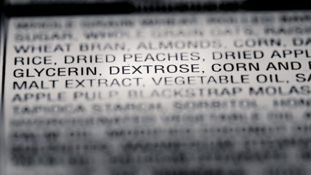 Closeup of ingredient list