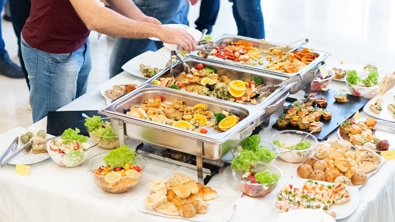 Chafing dishes on table