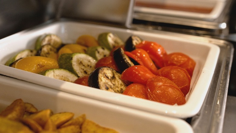 Vegetables in chafing dish