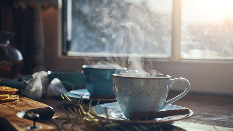 steaming cups of tea