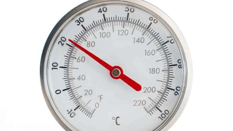 close up of a meat thermometer