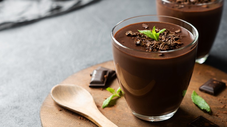 glass of chocolate pudding