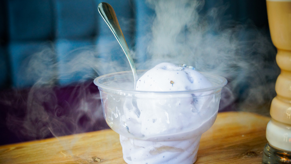 Ice cream in smoky mist