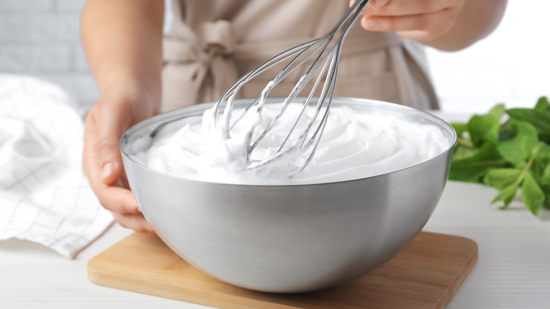 whipped cream in large bowl