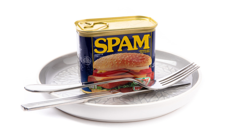 can of Spam on a plate