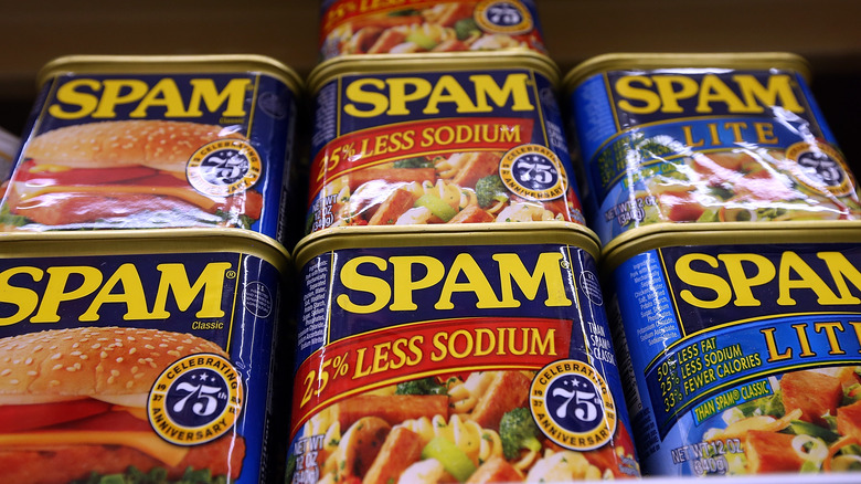 cans of different Spam varieties