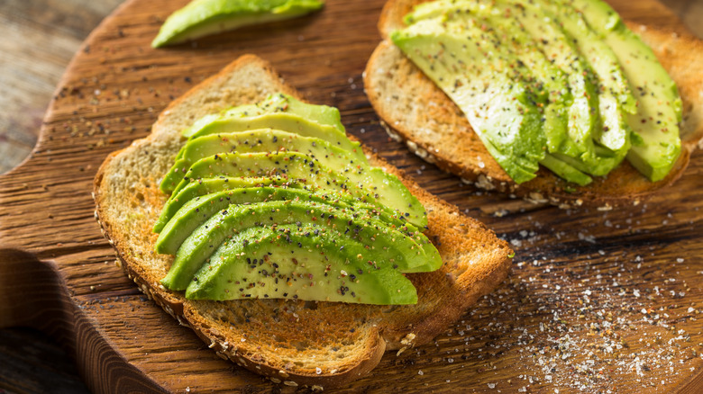 sliced avocado on toast