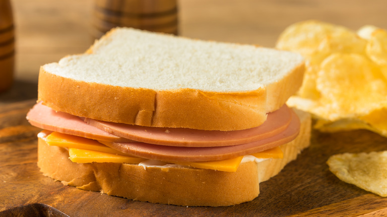 Bologna and cheese sandwich