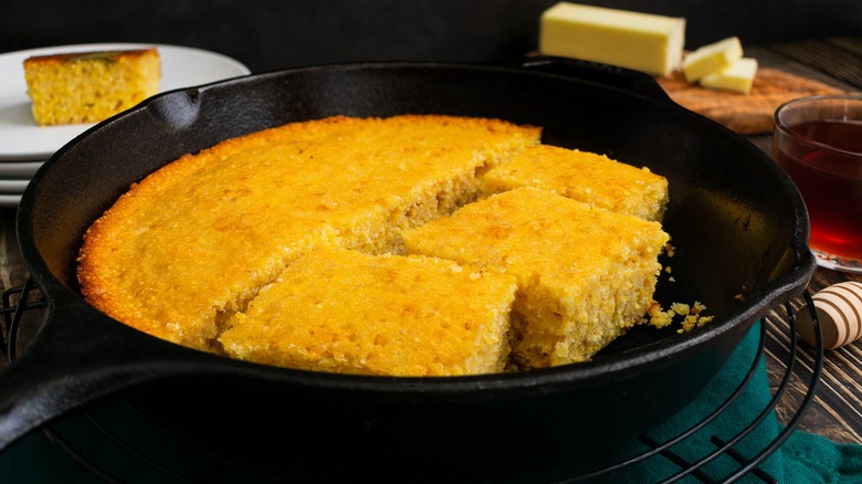 Cornbread in cast-iron pan