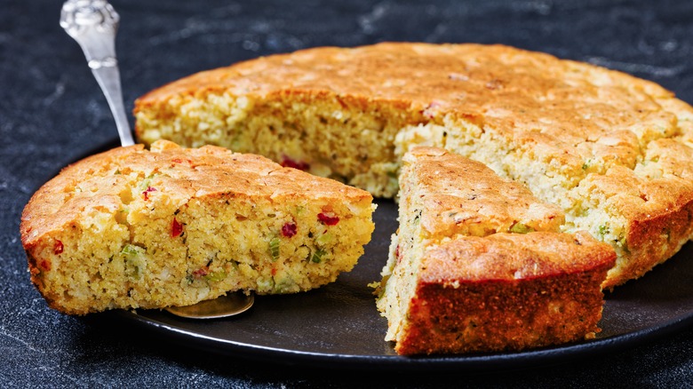 Cornbread cut into slices