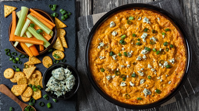 Buffalo dip with slate of dippers