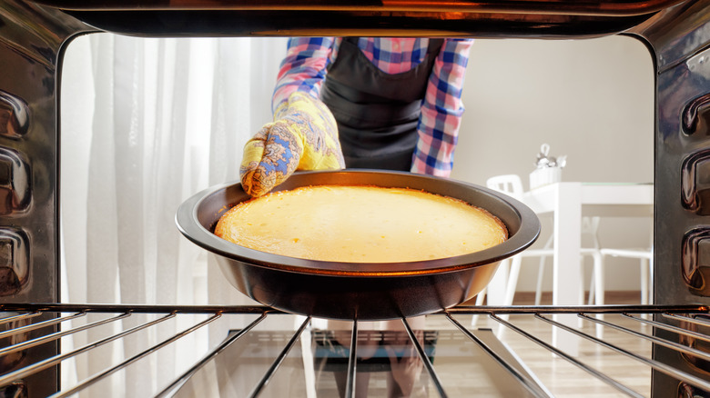 cake in oven