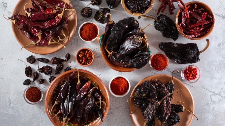 various dried chiles