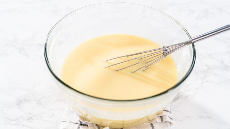 Cream in bowl for chocolate ganache