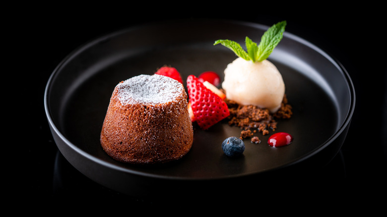 Lava cake with ice cream on the side