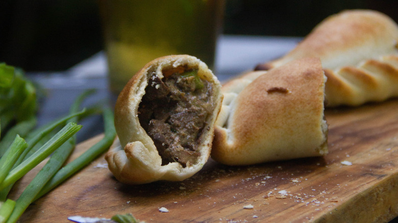 Argentinian empanadas on wooden board