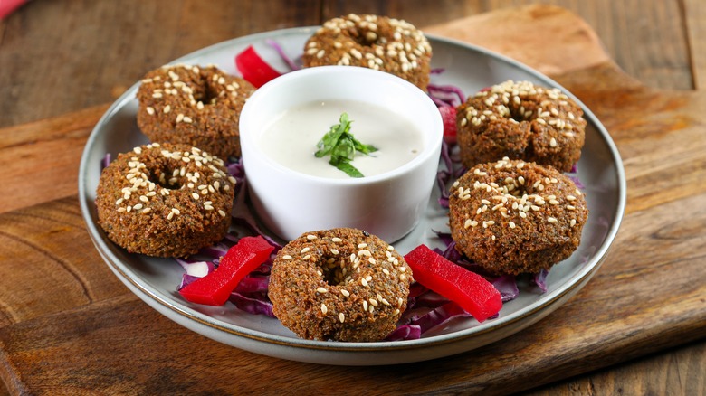 serving of falafel on plate